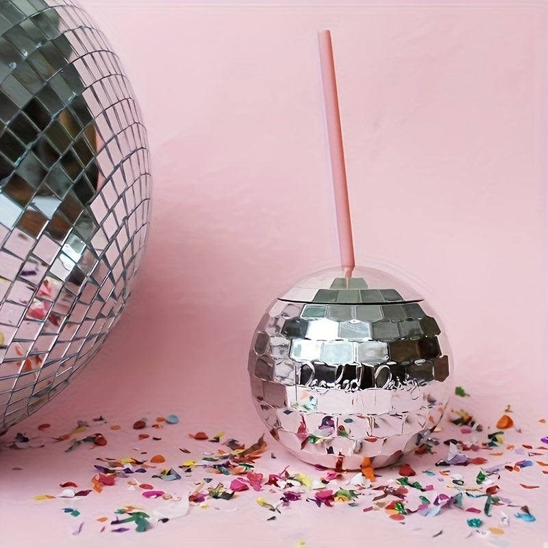 1pc/4pcs, Disco Ball Drink Tumbler With Straw And Lid, 600ml/20oz Shiny Sparkling Party Drinking Cup For Nightclub, Bar, Wedding, And More