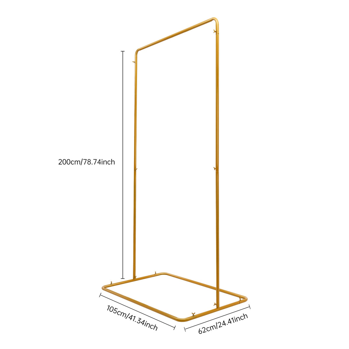 2 x 1.05m Wedding Flower Stand 22mm Round Tube Golden, Wear-Resistant and Rustproof, 7.98 KG Load Capacity, Easy to Move with Widened Rectangular Base 41.33×24.4in, Suitable for Garden Decorations, Wedding Arrangements, Outd