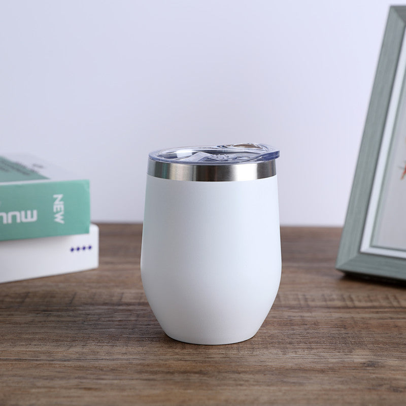 1pc, Wine Tumbler, 12 Oz Coffee Mugs With Lid, Double-Layer Vacuum Cup, Long Lasting Insulation Water Bottle, Indoor Outdoor Coffee Cup, Kitchen Accessories, Household Items