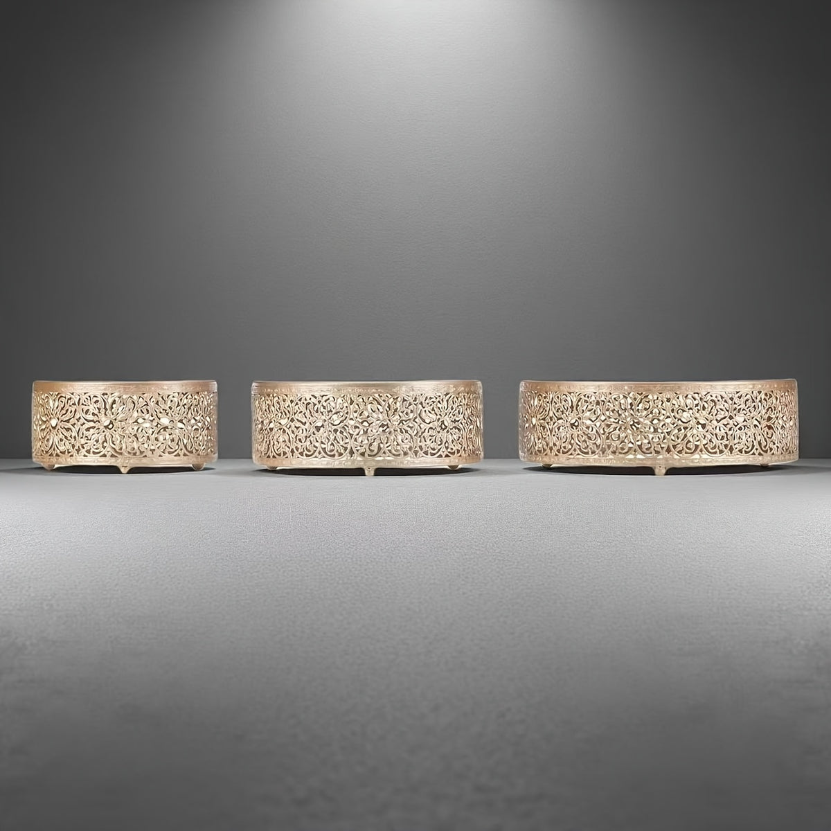 3-Piece Champagne Gold Wedding Display Stand - Reusable Anniversary Party Decoration Tray