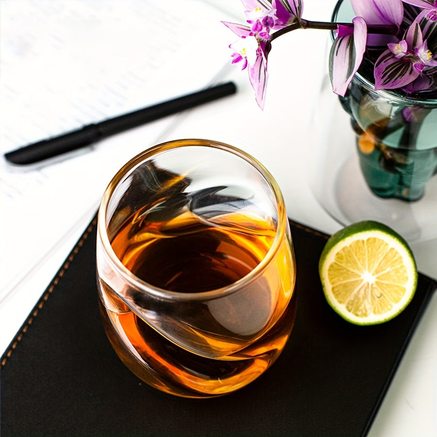 [Popular Choice] 1pc Elegant Japanese-Inspired Creative Cocktail Glass - Reusable, Insulated Twisted Design Clear Glass Cup for Whiskey, Beer, Tea & More - Perfect for Home Bar Entertaining