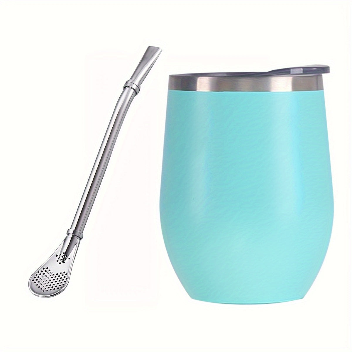 HEPEGA 12oz Stainless Steel Yerba Mate Gourd Set with Lid & Bombilla - Double-Walled, Insulated for Hot or Cold Beverages, Dishwasher Safe, Lead-Free