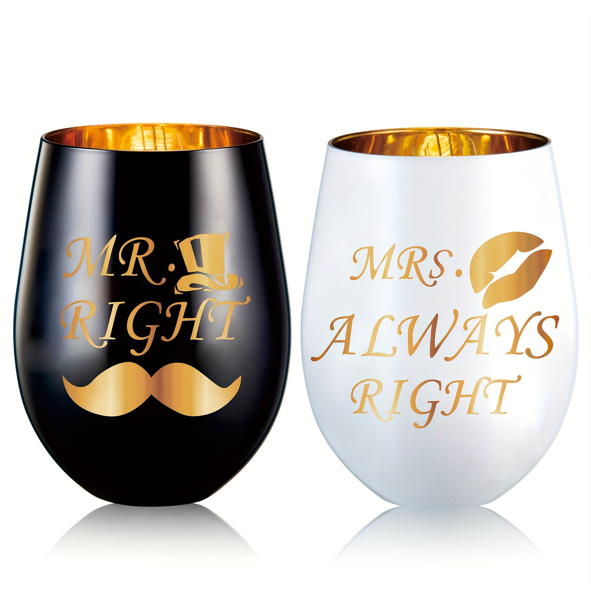 [Popular Choice] 2pcs,Mr Right Mrs Always Right Wine Glasses - Wedding Engagement Gifts for Husband Wife Newlywed Couples Bride Groom Anniversary Bride and Groom Bridal Shower Gifts