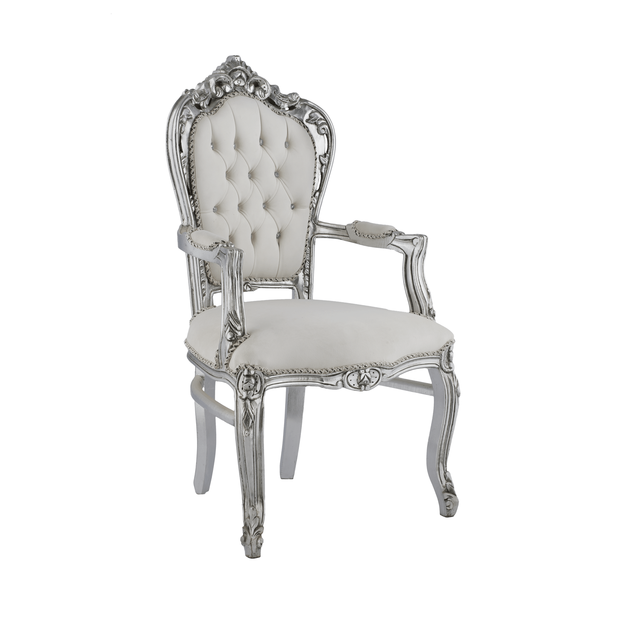Table Chair Baroque-Style Armchair - Rococo in Solid Wood Decorated