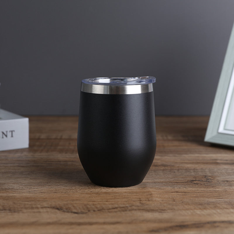 1pc, Wine Tumbler, 12 Oz Coffee Mugs With Lid, Double-Layer Vacuum Cup, Long Lasting Insulation Water Bottle, Indoor Outdoor Coffee Cup, Kitchen Accessories, Household Items