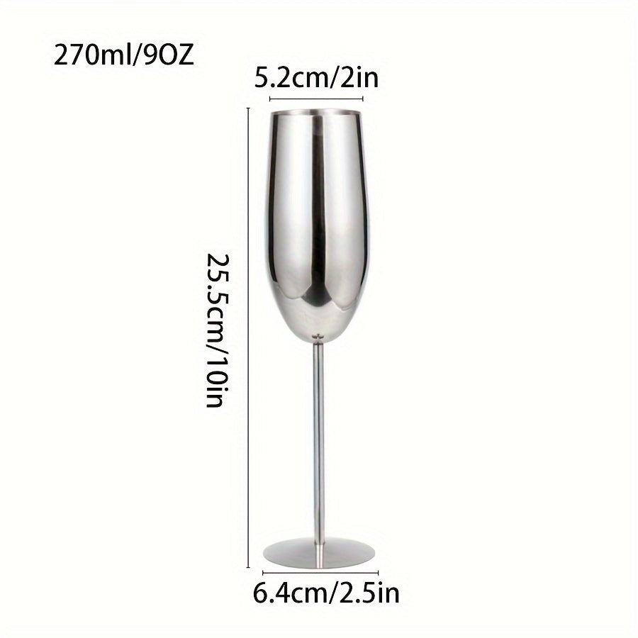 270ml Golden High-footed Wine Glass, Drop-resistant Stainless Steel Champagne Glass For Bar Home Wedding Party