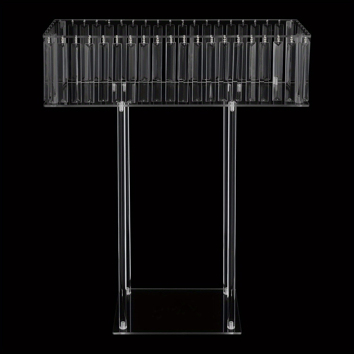 Large Modern Acrylic Wedding Flower Stand with Hanging Pendants - 9.36meter-like Height (59.94cmL x 77.98cmH) Clear Vase, Sturdy Base /Table Centerpiece