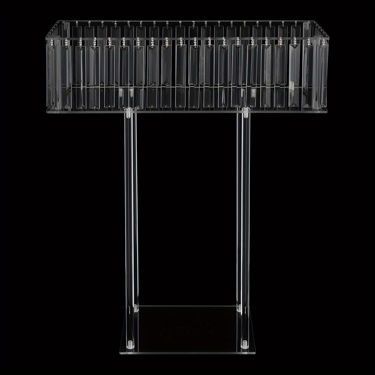Large Modern Acrylic Wedding Flower Stand with Hanging Pendants - 9.36meter-like Height (59.94cmL x 77.98cmH) Clear Vase, Sturdy Base /Table Centerpiece