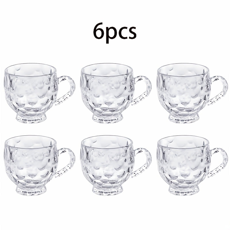 6pcs Exquisite Meteorite Pattern Glass Cups with Handles, Lead-Free, Reusable - Ideal for Milk, Beverages, Juice - Perfect Christmas or Valentine's Day Gift, 210ml/7.38oz
