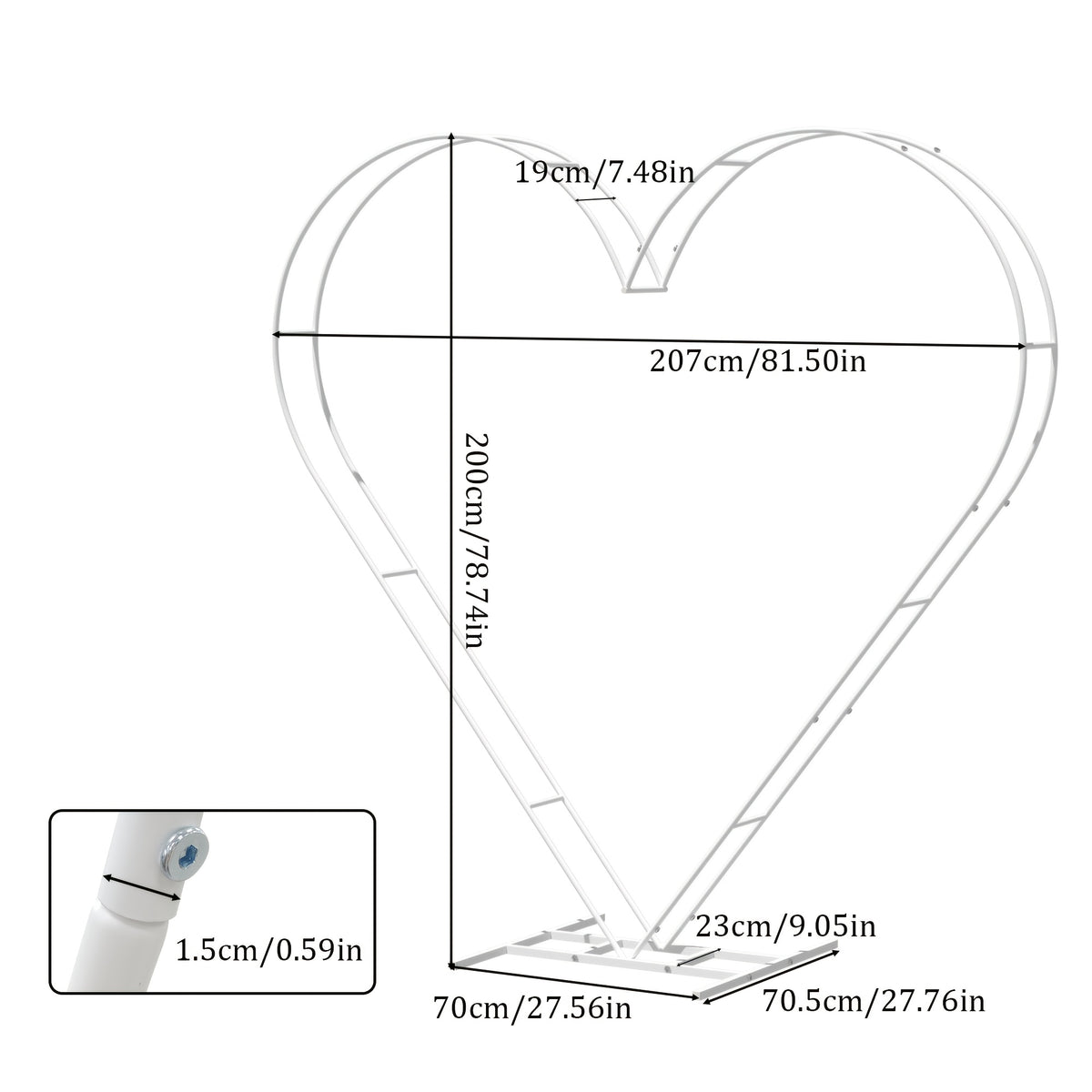White Heart-Shaped Wedding Arch Backdrop Stand - Heavy-Duty Metal Double-Layer Freestanding Flower Balloon Arbor with Sturdy Base for Outdoor/ Weddings, Proposals, Bridal Showers - Easy Assembly, Portable Wedding Arch for Cer