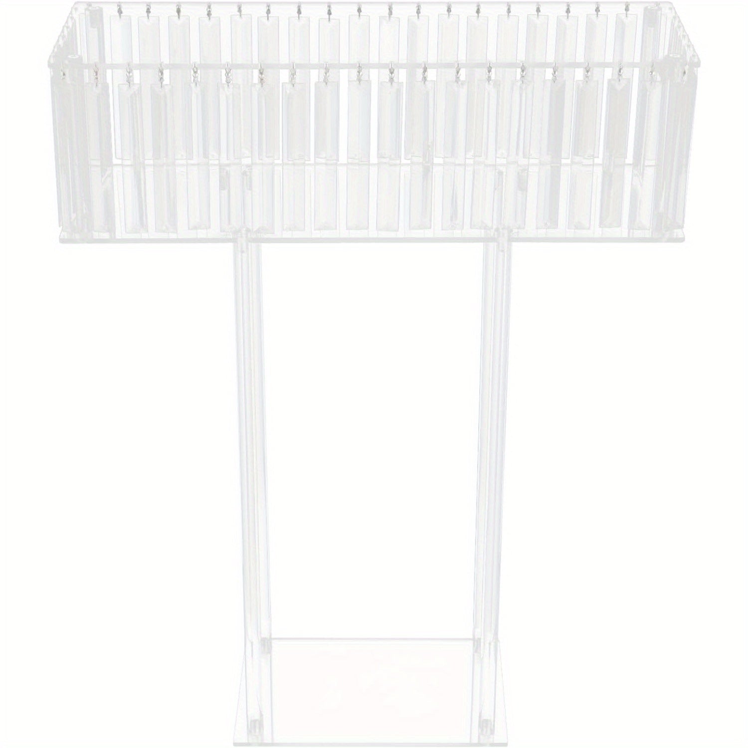 Large Modern Acrylic Wedding Flower Stand with Hanging Pendants - 9.36meter-like Height (59.94cmL x 77.98cmH) Clear Vase, Sturdy Base /Table Centerpiece