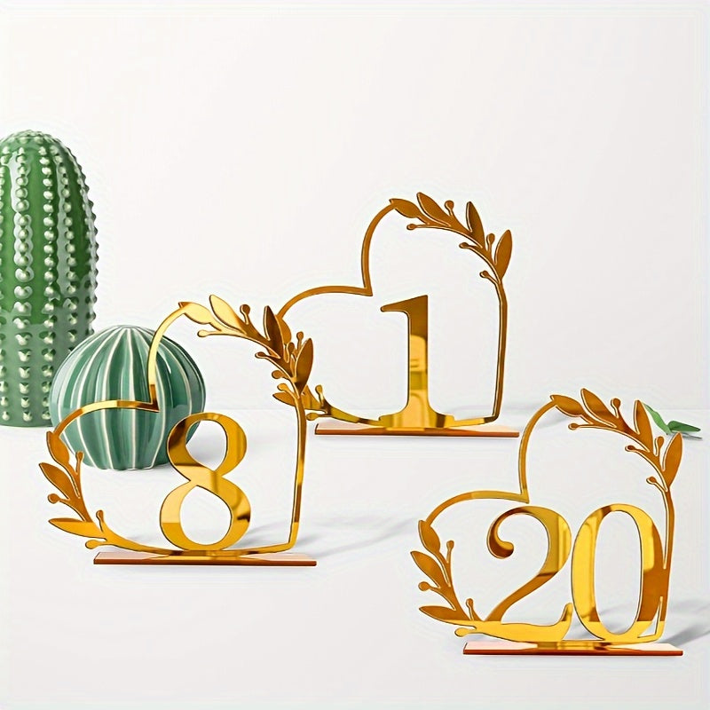 Golden Acrylic Wedding Mirror Table Numbers with Stands:
