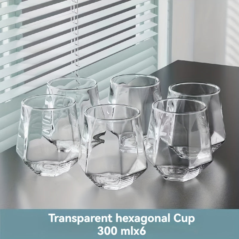 Color-Changing Hexagonal Glass Cup Set - Reusable, Lead-Free Drinking Glasses for Water, Wine, Tea & Juice - Perfect for Home Use, Cup Covers for Drinks
