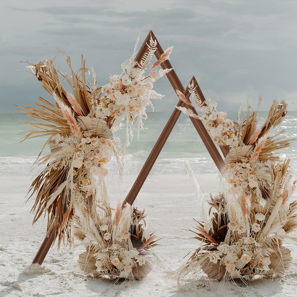 Heavy Duty Two-Tier Rustic Wood Wedding Arch Frame with Sturdy Base - Double Set Indoor/Outdoor A-Frame Design, Easy Assembly with Wrench Included, Large Sturdy Base & Triangular Stability for Weddings, Parties, Photo Booths,
