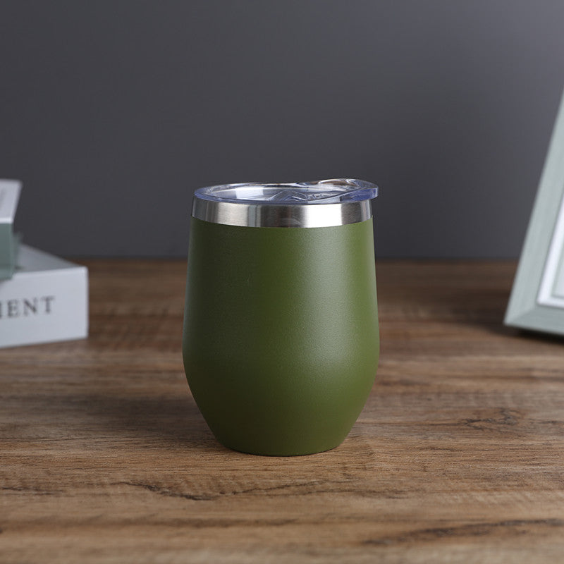 1pc, Wine Tumbler, 12 Oz Coffee Mugs With Lid, Double-Layer Vacuum Cup, Long Lasting Insulation Water Bottle, Indoor Outdoor Coffee Cup, Kitchen Accessories, Household Items