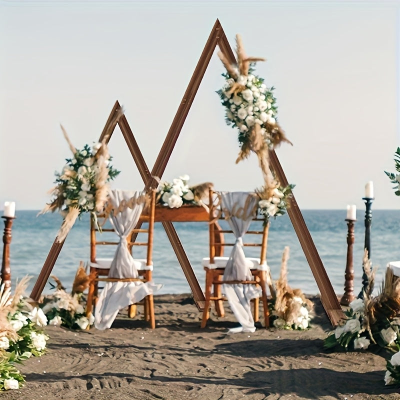 Heavy Duty Two-Tier Rustic Wood Wedding Arch Frame with Sturdy Base - Double Set Indoor/Outdoor A-Frame Design, Easy Assembly with Wrench Included, Large Sturdy Base & Triangular Stability for Weddings, Parties, Photo Booths,