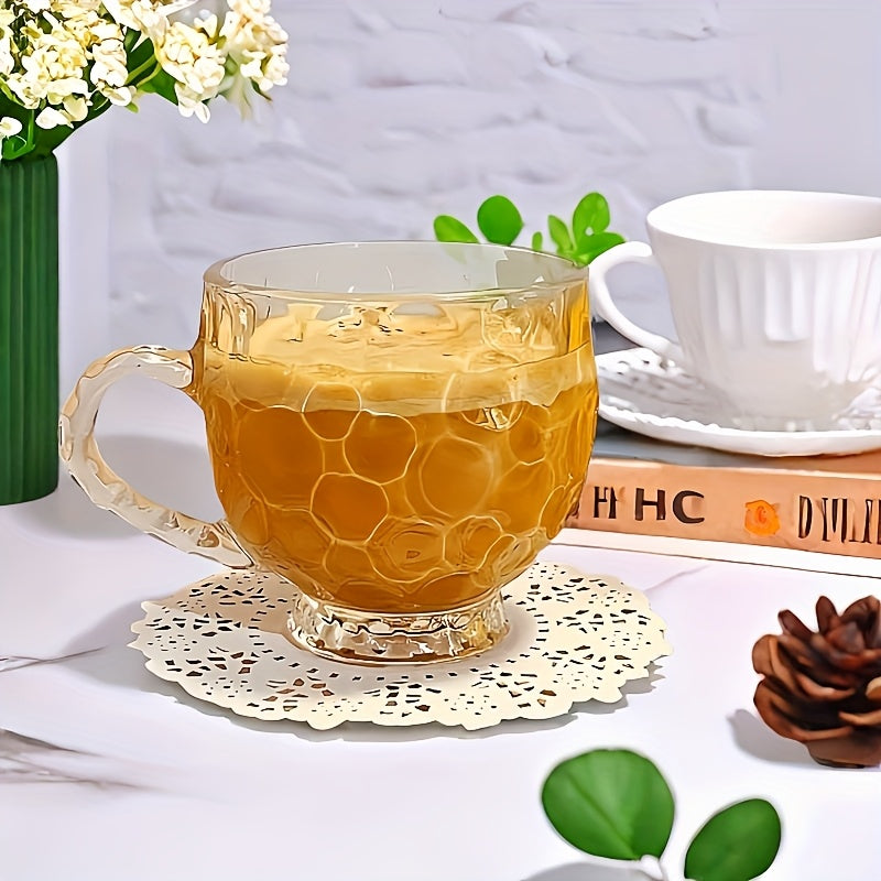 6pcs Exquisite Meteorite Pattern Glass Cups with Handles, Lead-Free, Reusable - Ideal for Milk, Beverages, Juice - Perfect Christmas or Valentine's Day Gift, 210ml/7.38oz