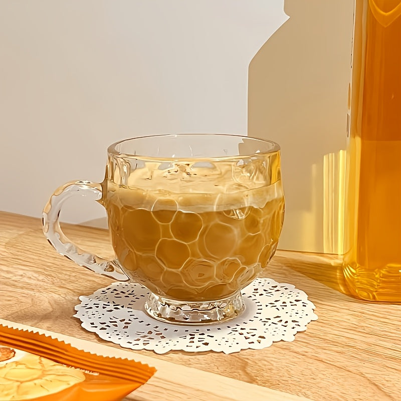6pcs Exquisite Meteorite Pattern Glass Cups with Handles, Lead-Free, Reusable - Ideal for Milk, Beverages, Juice - Perfect Christmas or Valentine's Day Gift, 210ml/7.38oz