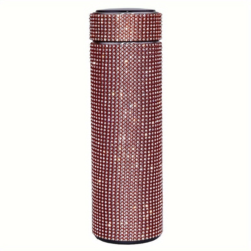 1pc, Sparkling Studded Vacuum Flask, 16oz/480ml Stainless Steel Insulated Water Bottles, Travel Thermal Cups, For Hot And Cold Beverages, Summer Winter Drinkware, Gifts