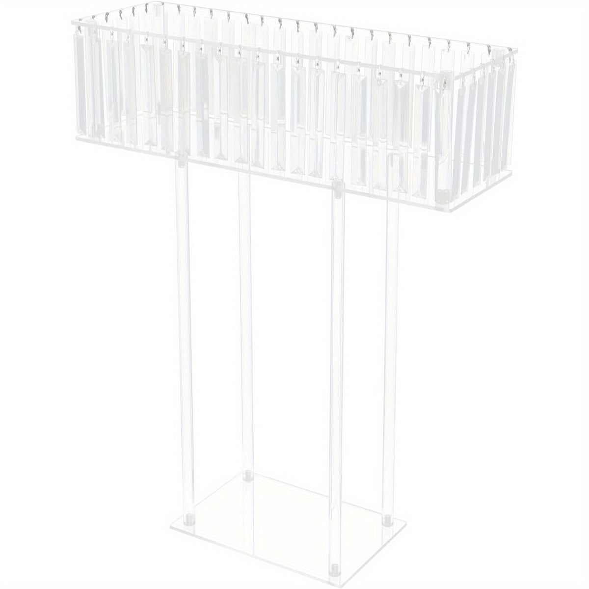 Large Modern Acrylic Wedding Flower Stand with Hanging Pendants - 9.36meter-like Height (59.94cmL x 77.98cmH) Clear Vase, Sturdy Base /Table Centerpiece