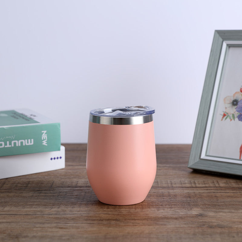 1pc, Wine Tumbler, 12 Oz Coffee Mugs With Lid, Double-Layer Vacuum Cup, Long Lasting Insulation Water Bottle, Indoor Outdoor Coffee Cup, Kitchen Accessories, Household Items