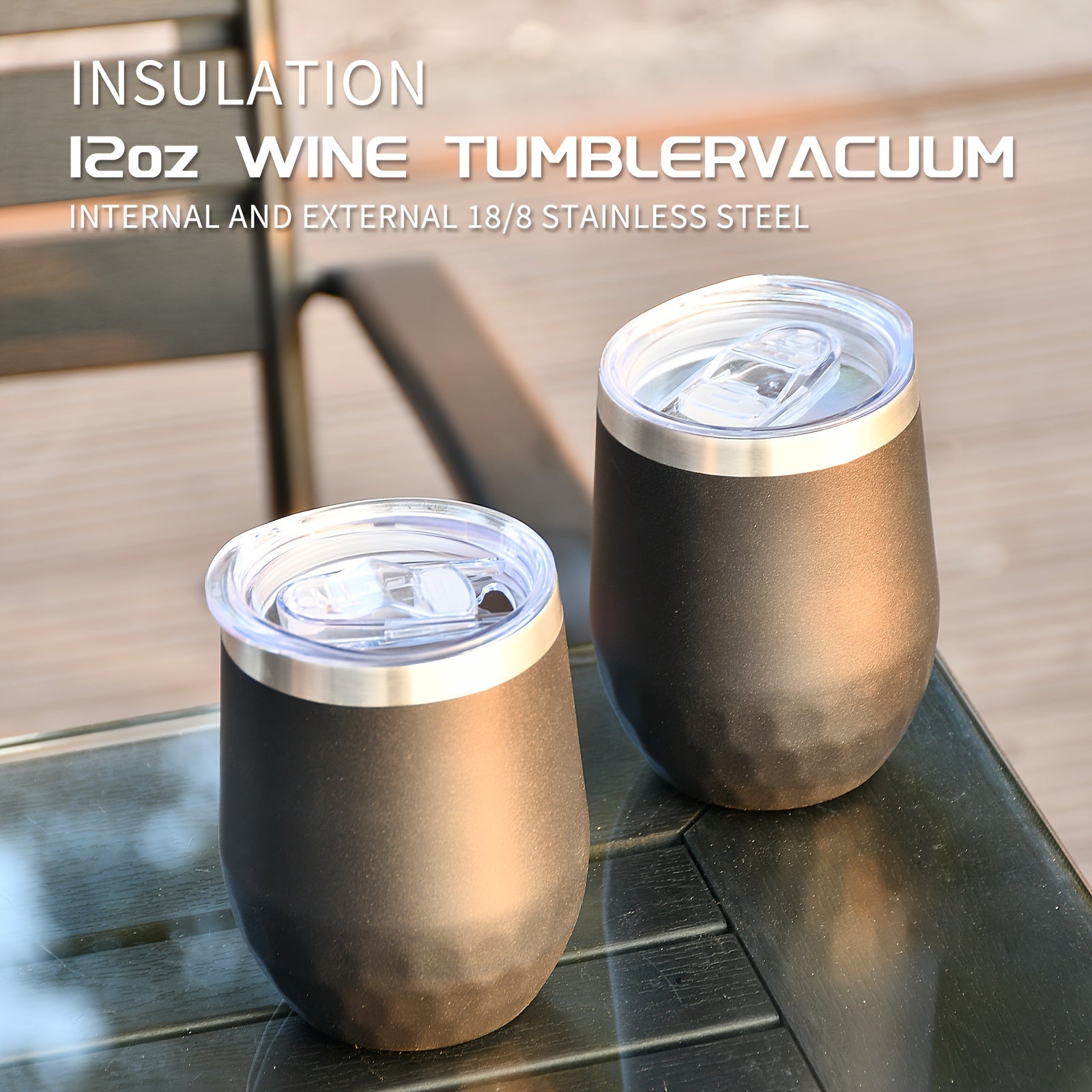 1pc, Wine Tumbler, 12 Oz Coffee Mugs With Lid, Double-Layer Vacuum Cup, Long Lasting Insulation Water Bottle, Indoor Outdoor Coffee Cup, Kitchen Accessories, Household Items