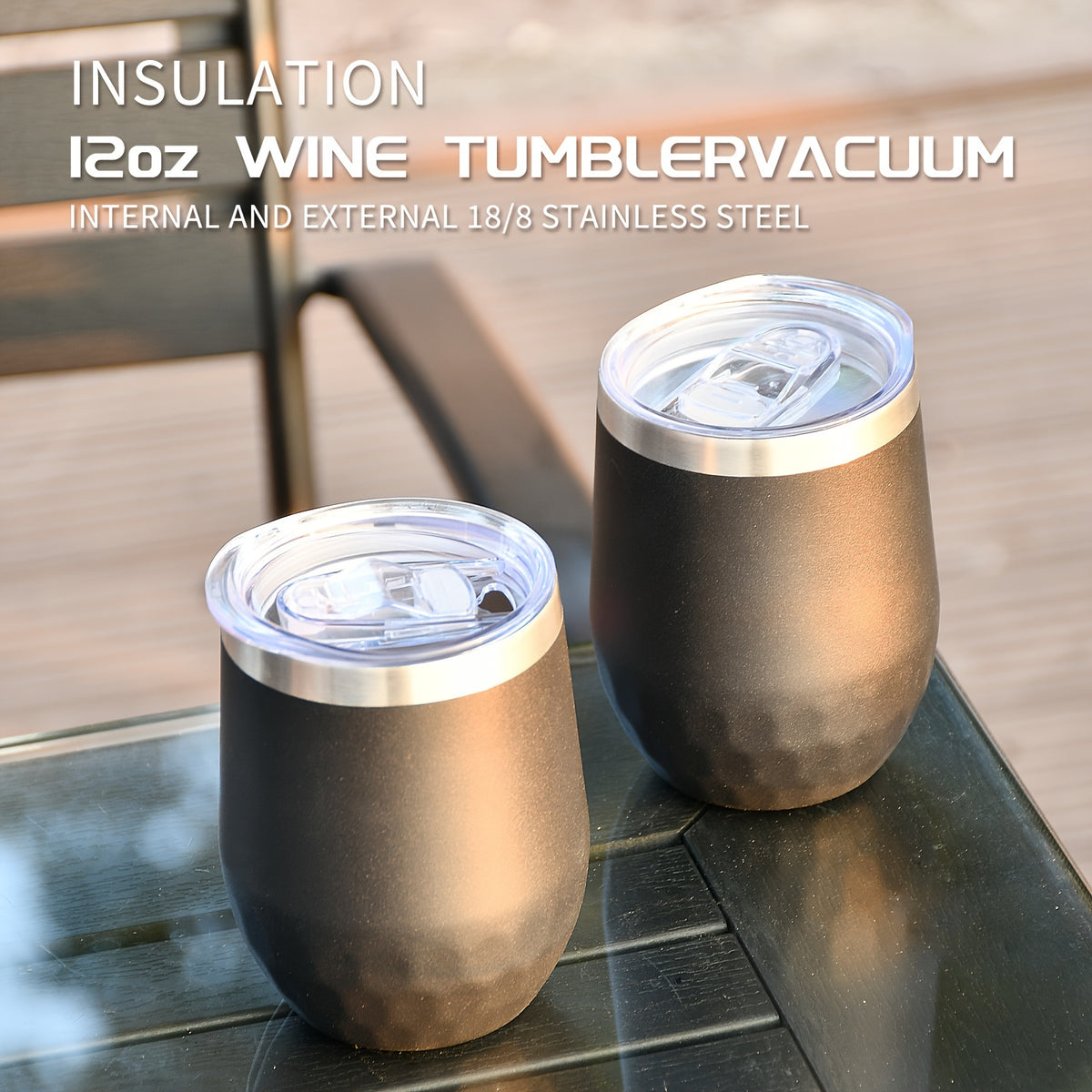 1pc, Wine Tumbler, 12 Oz Coffee Mugs With Lid, Double-Layer Vacuum Cup, Long Lasting Insulation Water Bottle, Indoor Outdoor Coffee Cup, Kitchen Accessories, Household Items