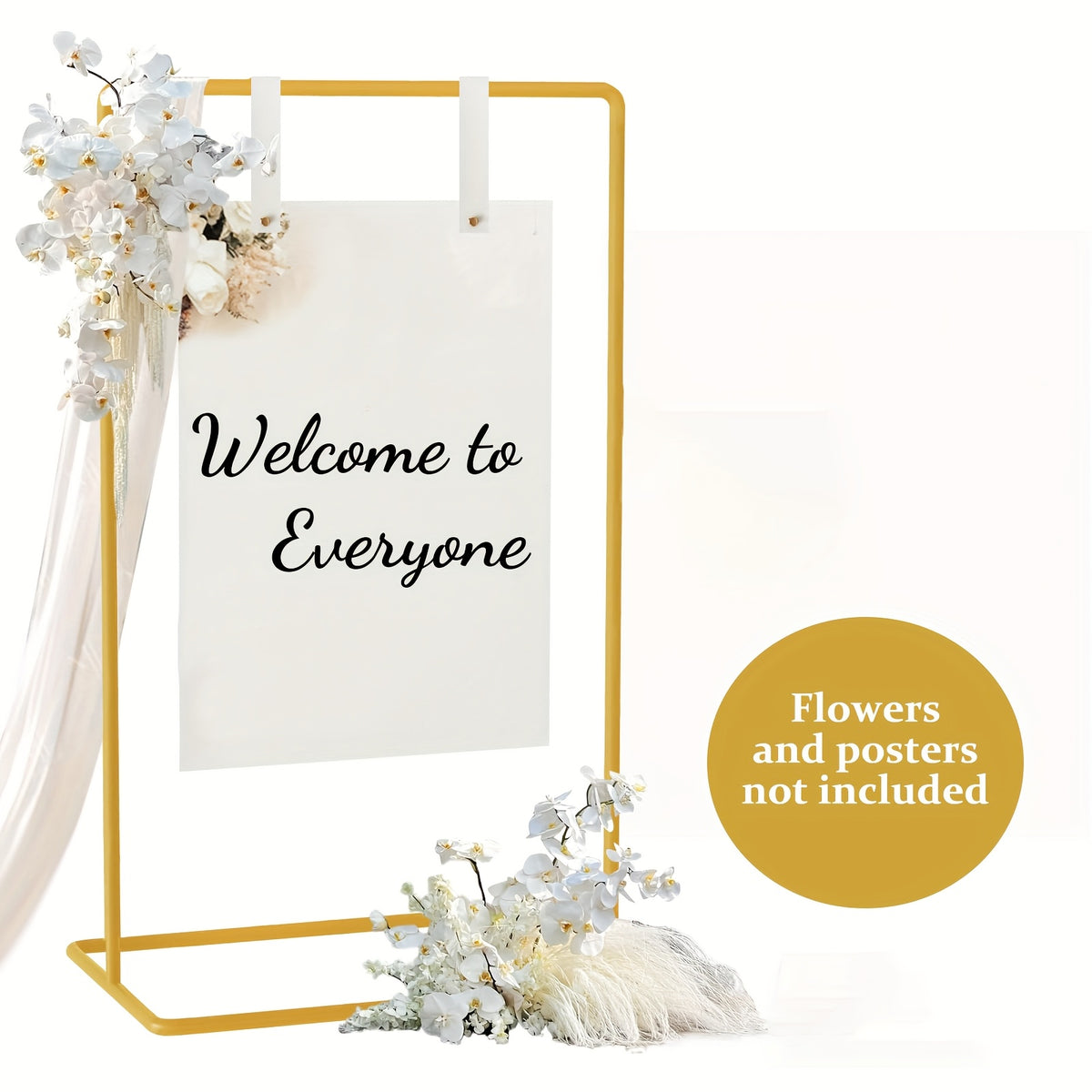 Metal Wedding Sign Holder - Heavy Duty Welcome Stand with Removable Sign, 172.72x76.2x50.8 cm, Contemporary Design for Weddings, Birthdays, Events, and Display Stands, Flower and Poster Not Included, Wedding Decorations