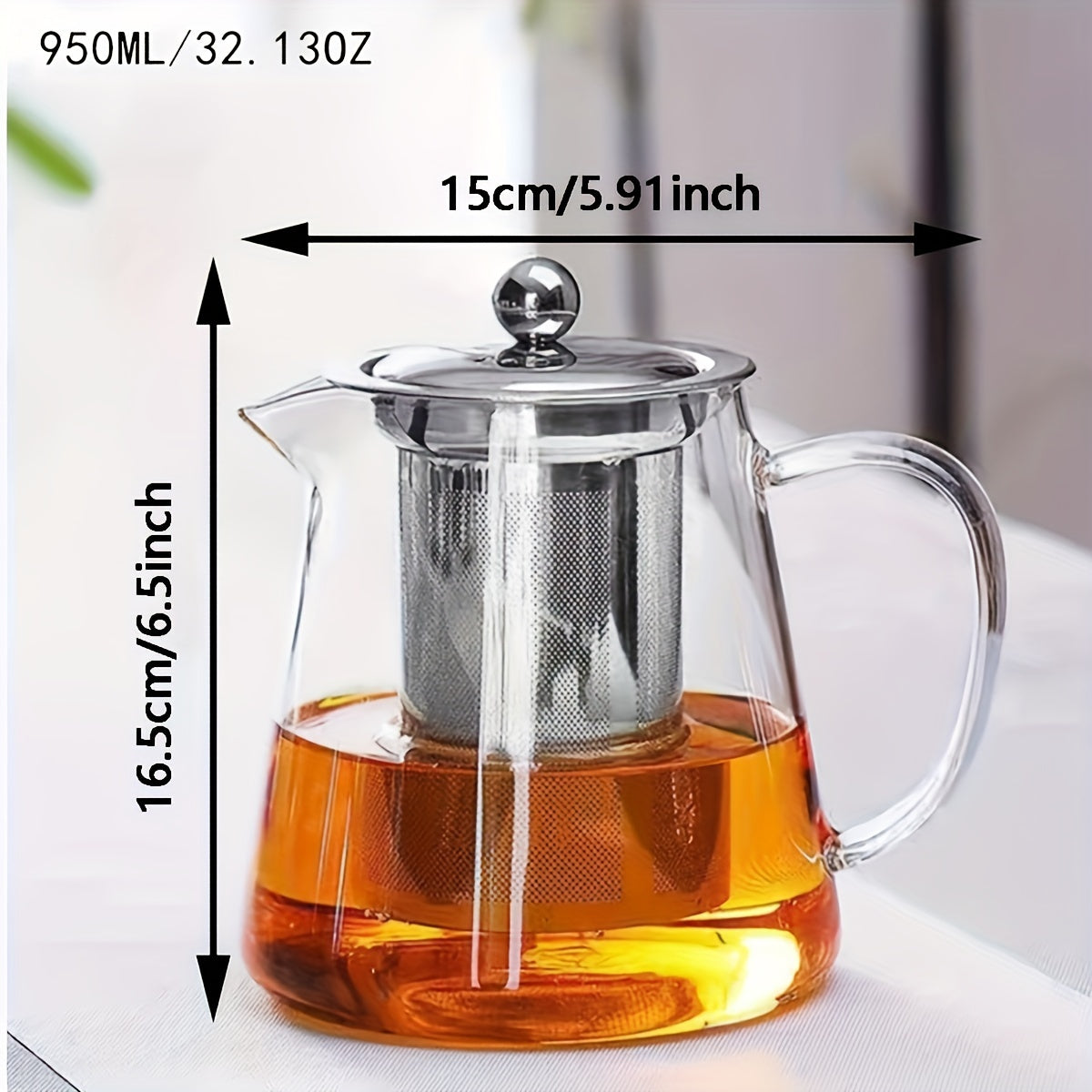 1pc, Glass Teapot, 550ml/750ml/950ml/1300ml Heat Resistant Glass Tea Pot, Summer Winter Drinkware