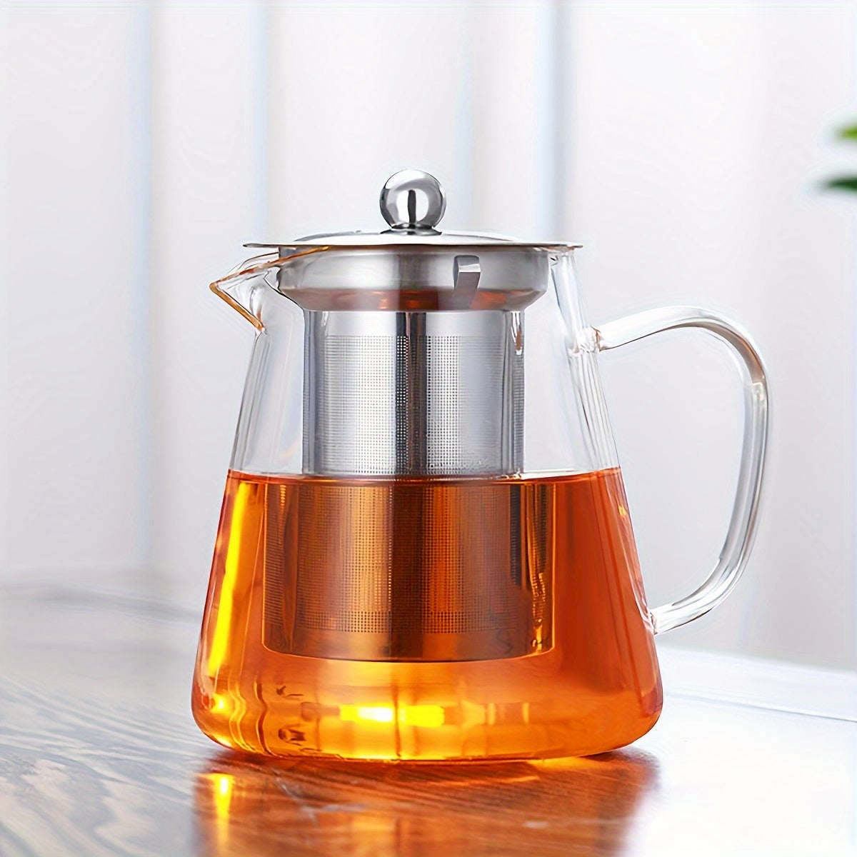 1pc, Glass Teapot, 550ml/750ml/950ml/1300ml Heat Resistant Glass Tea Pot, Summer Winter Drinkware