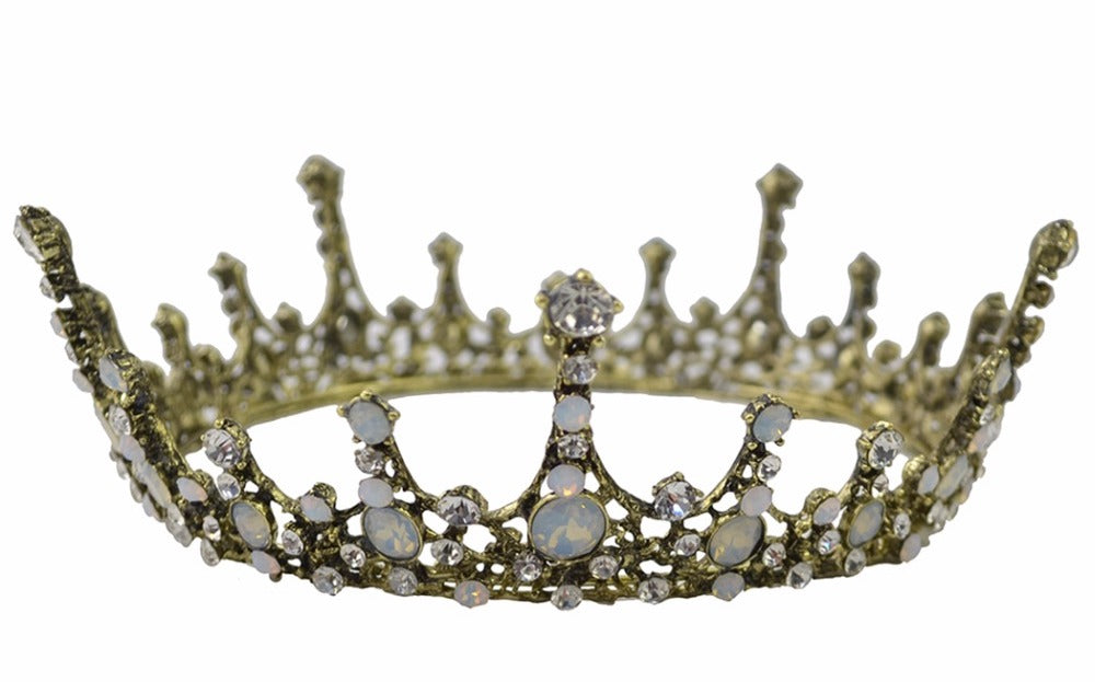 Moonlight Ice Queen Crown Tiara in Opal and Champagne Gold or Silver