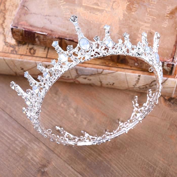 Moonlight Ice Queen Crown Tiara in Opal and Champagne Gold or Silver